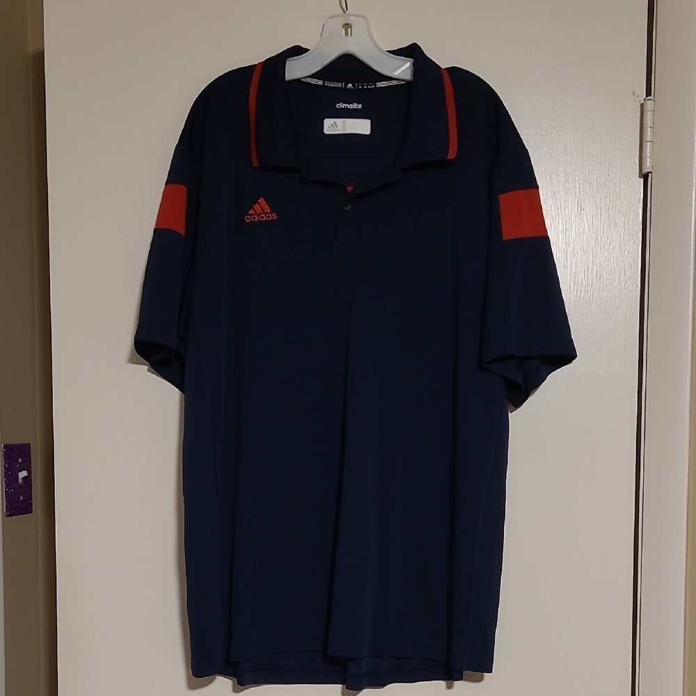 Adidas Men's Polo Shirt in Navy with Red Details, XXL